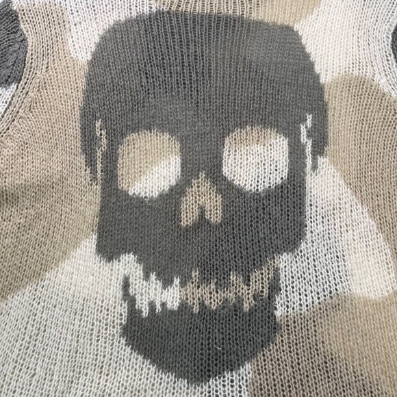 Wooden Ships Camo Skull Sweater Mohair Wool Blend Lightweight Size Small Medium - Picture 7 of 9